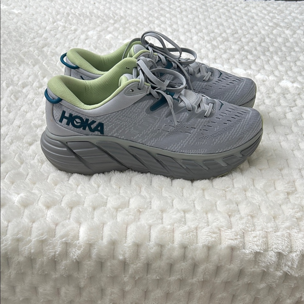 Hoka men’s Gray and Green Sneakers